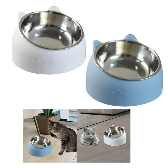 TOOYFUL 2 Pieces Raised Cat Bowl ,Tilted 15 Degrees Elevated Cat Food and Water Bowls, Pet Feeder for Cats and Small Dogs