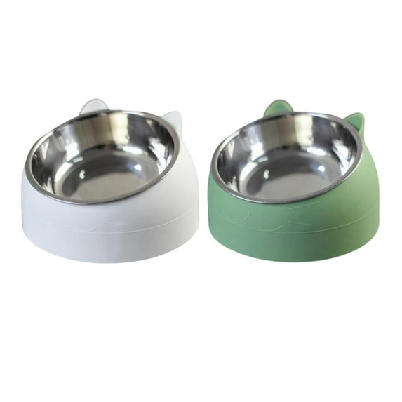 TOOYFUL 2 Pieces Raised Cat Bowl ,Tilted 15 Degrees Elevated Cat Food and Water Bowls, Pet Feeder for Cats and Small Dogs