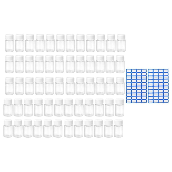 TOOYFUL 60x Clear Liquid Sample Vial with Screw Caps, 15ml Small Multipurpose Storage Vial, Sample Bottles, Refillable Travel Bottles
