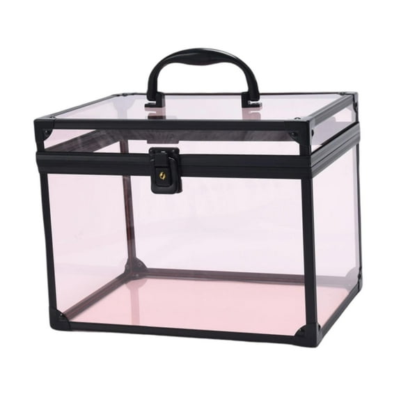 TOOYFUL Acrylic Makeup Organizer Cosmetic Display Case Elegant Transparent Crown Box Decorative Box Wedding Birthday Gift for Desktop Black Clear Pink