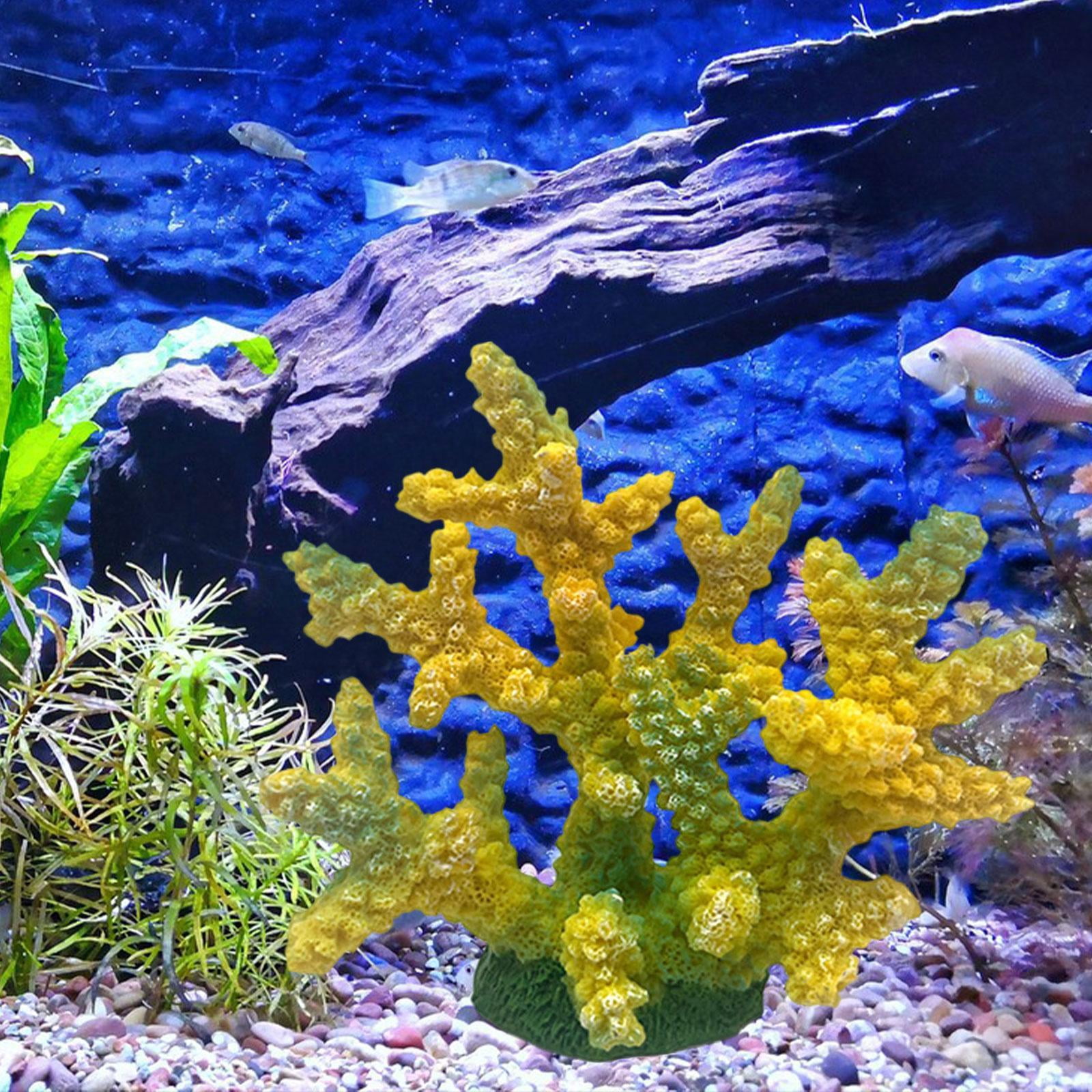 TOOYFUL Artificial Coral Figurine Sculpture Tank Landscape Resin Crafts Hideaway Versatile Aquarium Decoration for Desktop Table yellow