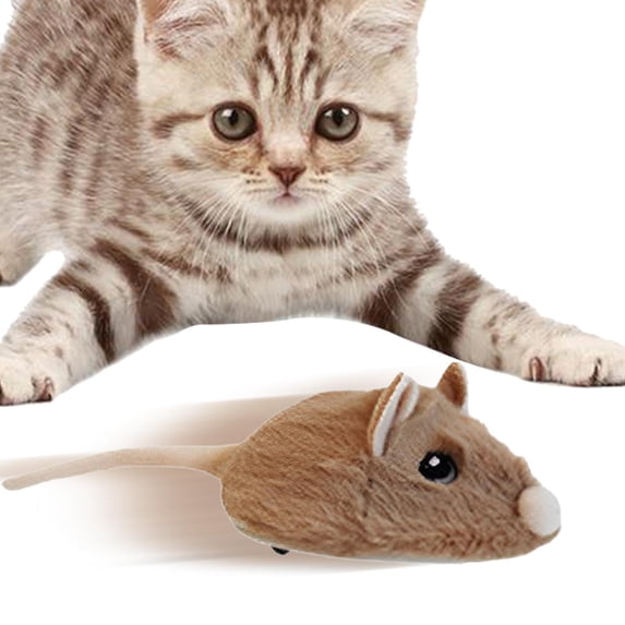 TOOYFUL Automatic Mouse Toy Cat Interactive Mouse Toy Motion Activated Pet Toy Chasing Simulation Cat Plush Mouse Toy for Indoor Cat Light Brown