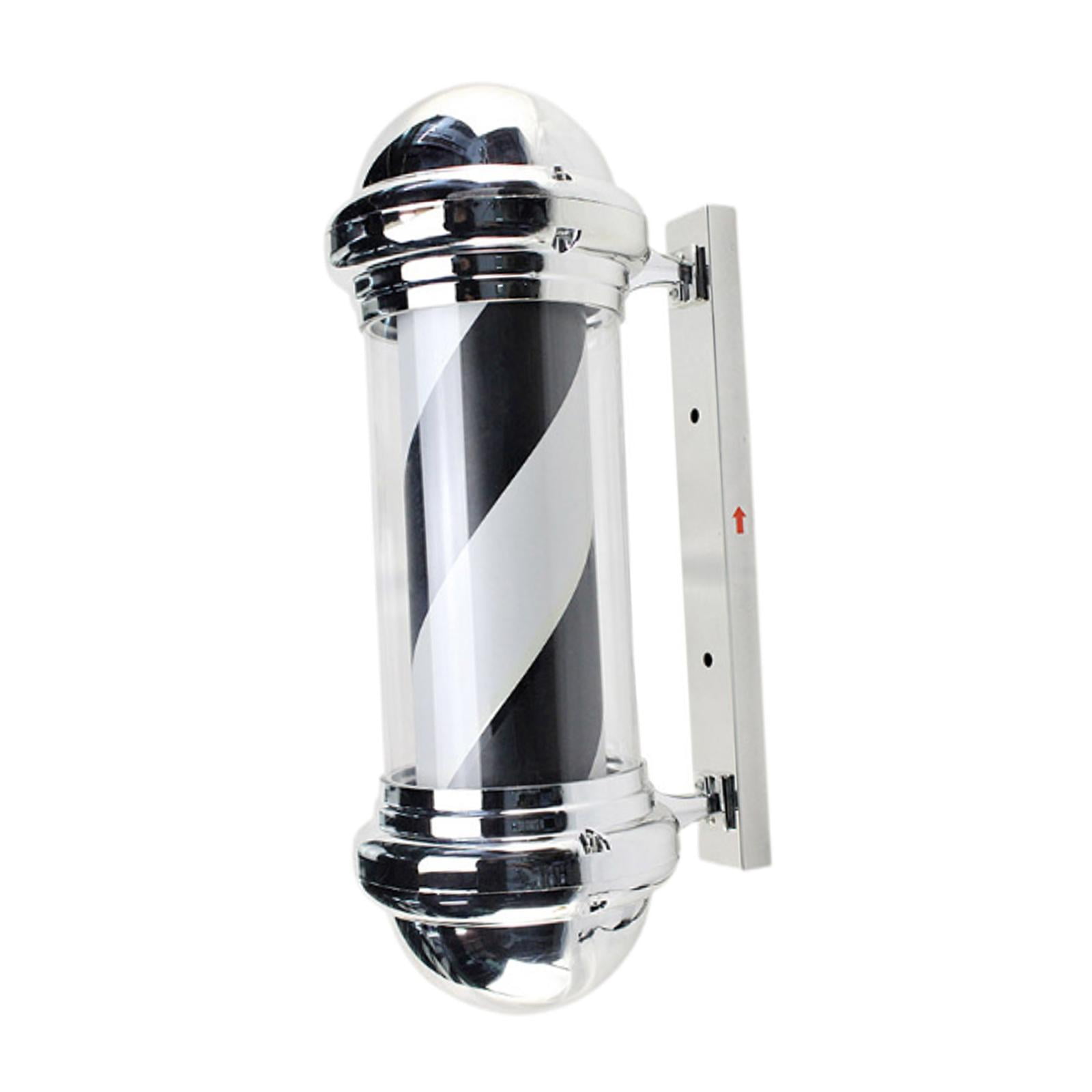 TOOYFUL Barber Pole Light Hair Salon Signage Light Sturdy,Waterproof,Salon Open Sign Light Salon Rotating Light for Indoor Hair Salon Black White