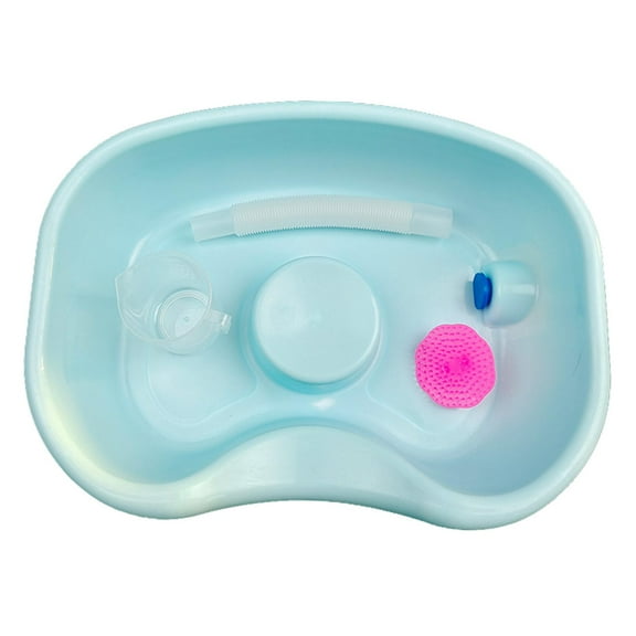 TOOYFUL Bedside Shampoo Basin with Pipe Hair Cleaning Bowl for Salon Bedside Stylist green