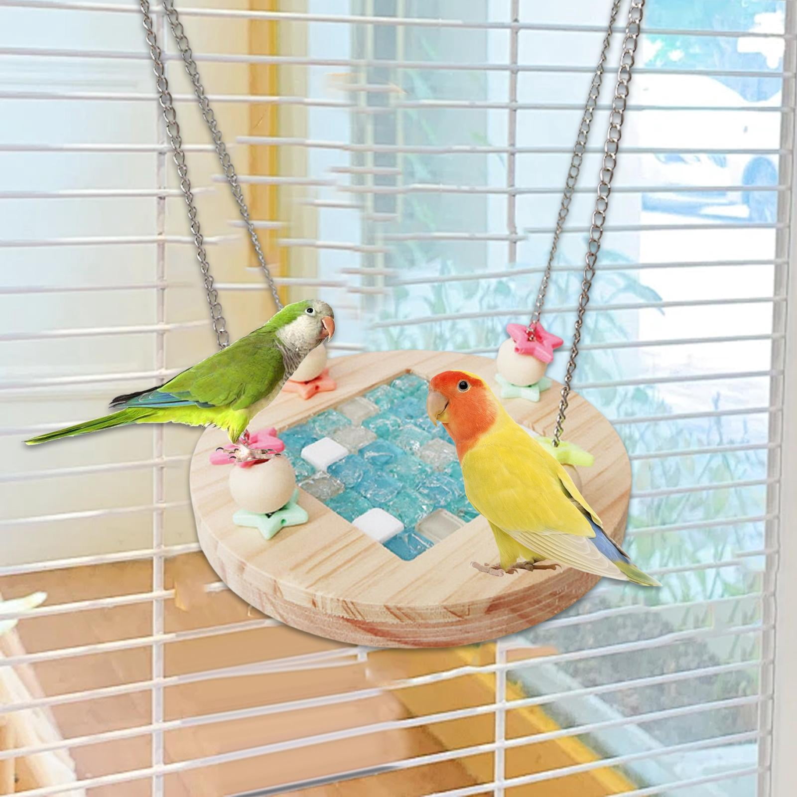 TOOYFUL Bird Hammock Hanging Bird Toy Hideout Summer Ice Pad,Wooden ...
