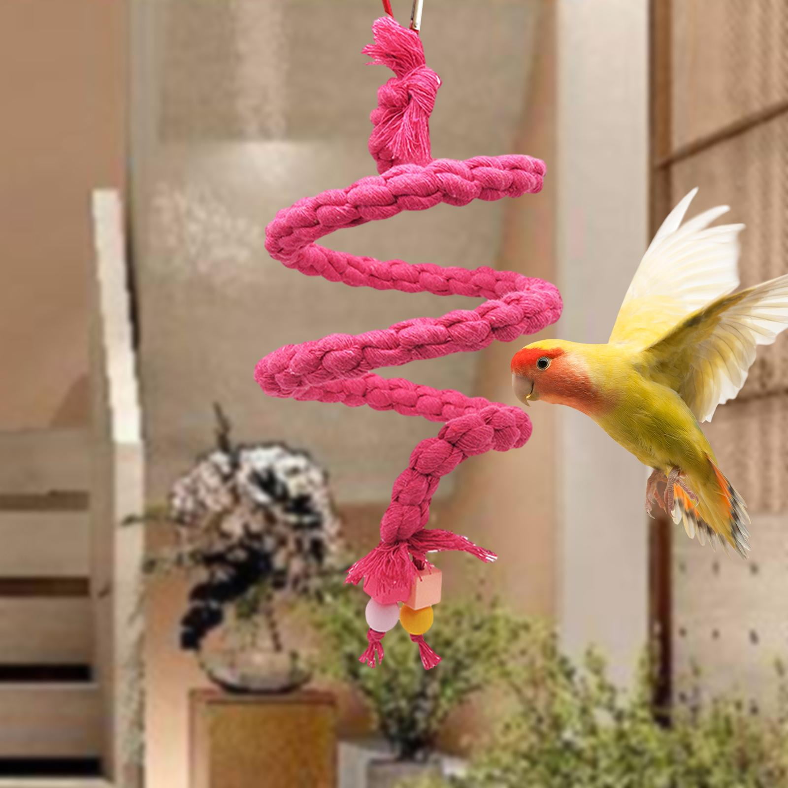 TOOYFUL Bird Rope Perches Birdcage Toy Woven Spiral Rope Thick Hanging