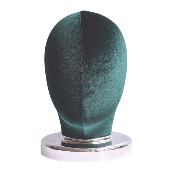 TOOYFUL Canvas Block Head Display Head (Height 25cm) Hat Display Stand and Hats Display Stand for Scarves Headwear Home Salon Green Velvet