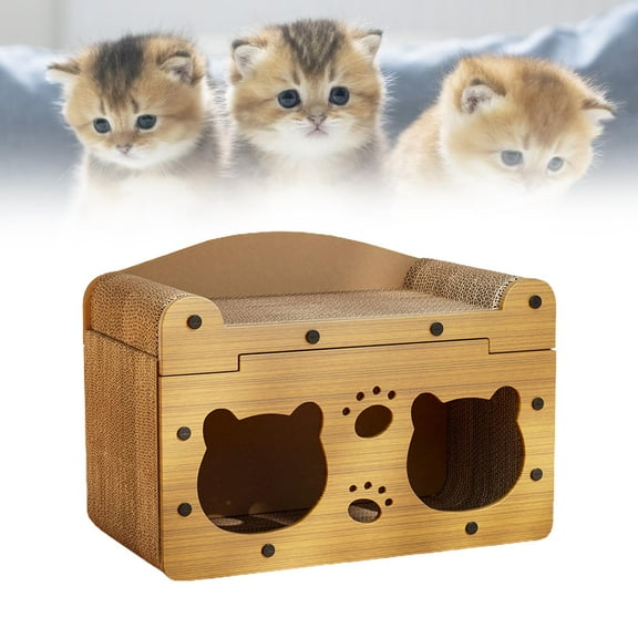 TOOYFUL Cardboard Cat House Kitty Condo Castle Scratcher Bed Scratcher Pad Toy for Small, Medium and Large Cats Cat Birthday Pet Gift double layer