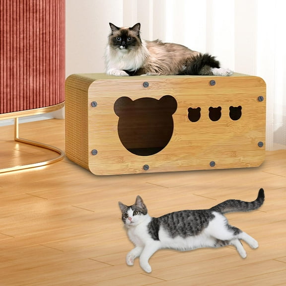 TOOYFUL Cat Corrugated House Scratcher Board Exercising and Playing Castle Cat Lounge Hide Out Playing House Kitty Condo for Indoor Cats M