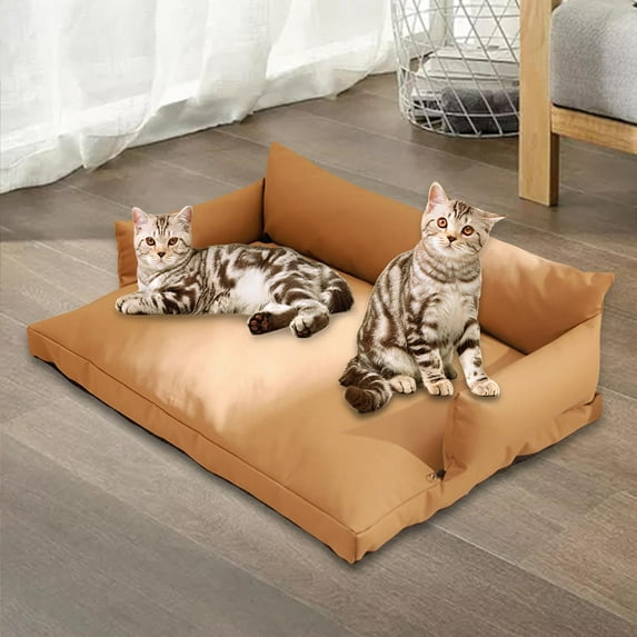 TOOYFUL Cat Couch Cat Sofa Easy to Clean Portable Soft Fashionable Comfortable for Medium Small Dogs Cats Pet Bed Puppy Sleeping Bed Rectangle Brown