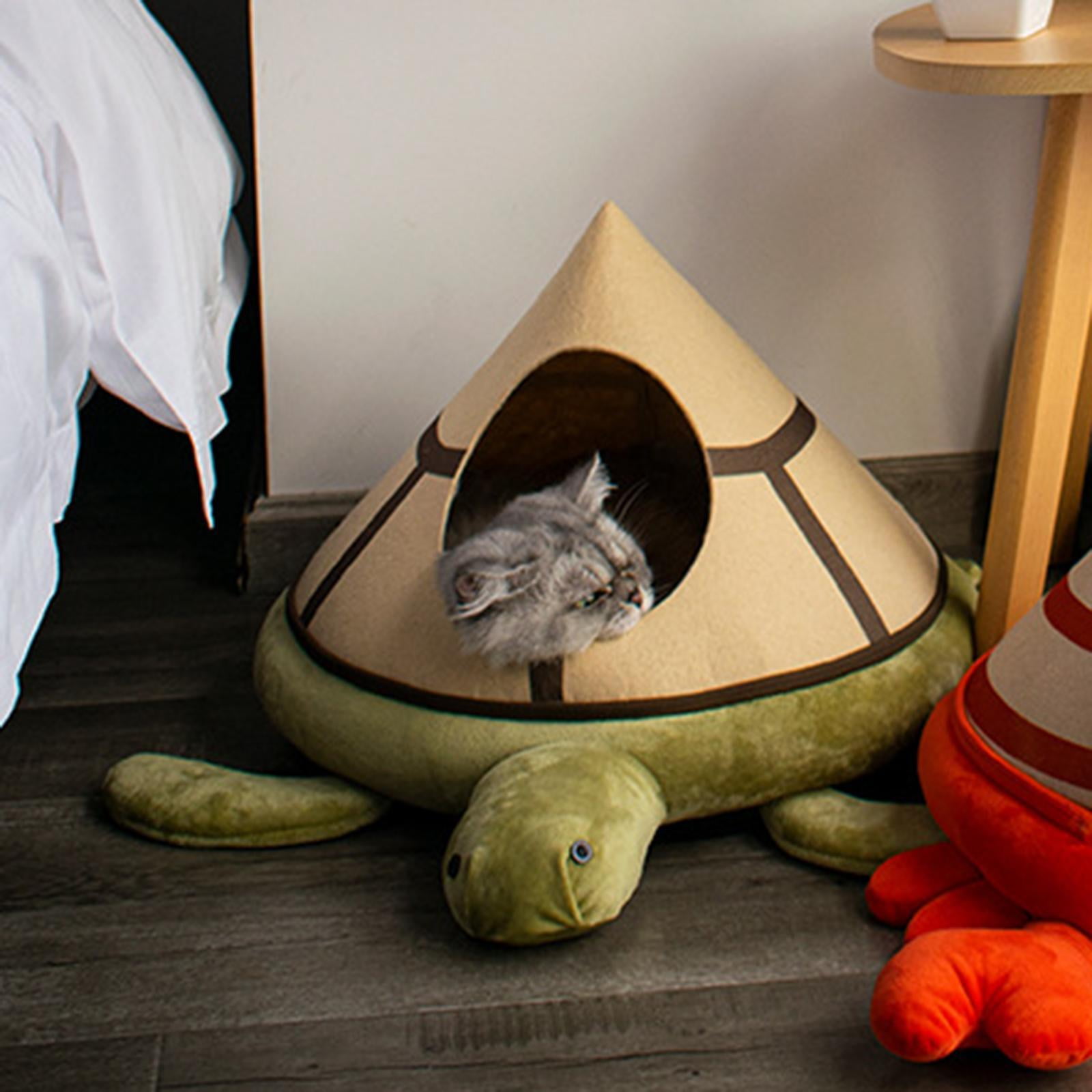 TOOYFUL Cat House Pet Cat Bed for Indoor Cats Winter Kitten Cave Hideaway Hut Cute Puppy Kennel Supplies Sleeping Bed Small Dog House Sea Turtle