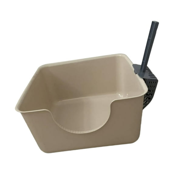 TOOYFUL Cat Open Top Pet Litter Tray with Cat Litter er, Splashproof, Cat Potty High Sides for Kitten Small Medium Cats Coffee
