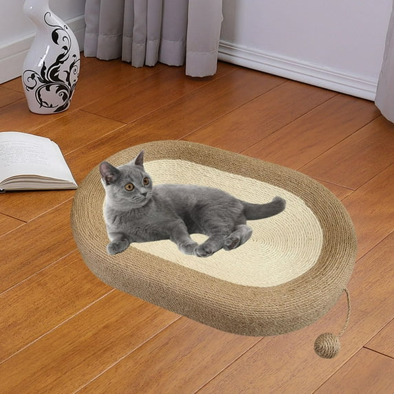 TOOYFUL Cat Scratcher Bed Cat Scratching Pad Multipurpose Modern Wear Resistant Oval Cat Scratcher Bowl Lounge Bed for Grinding Claws Brown