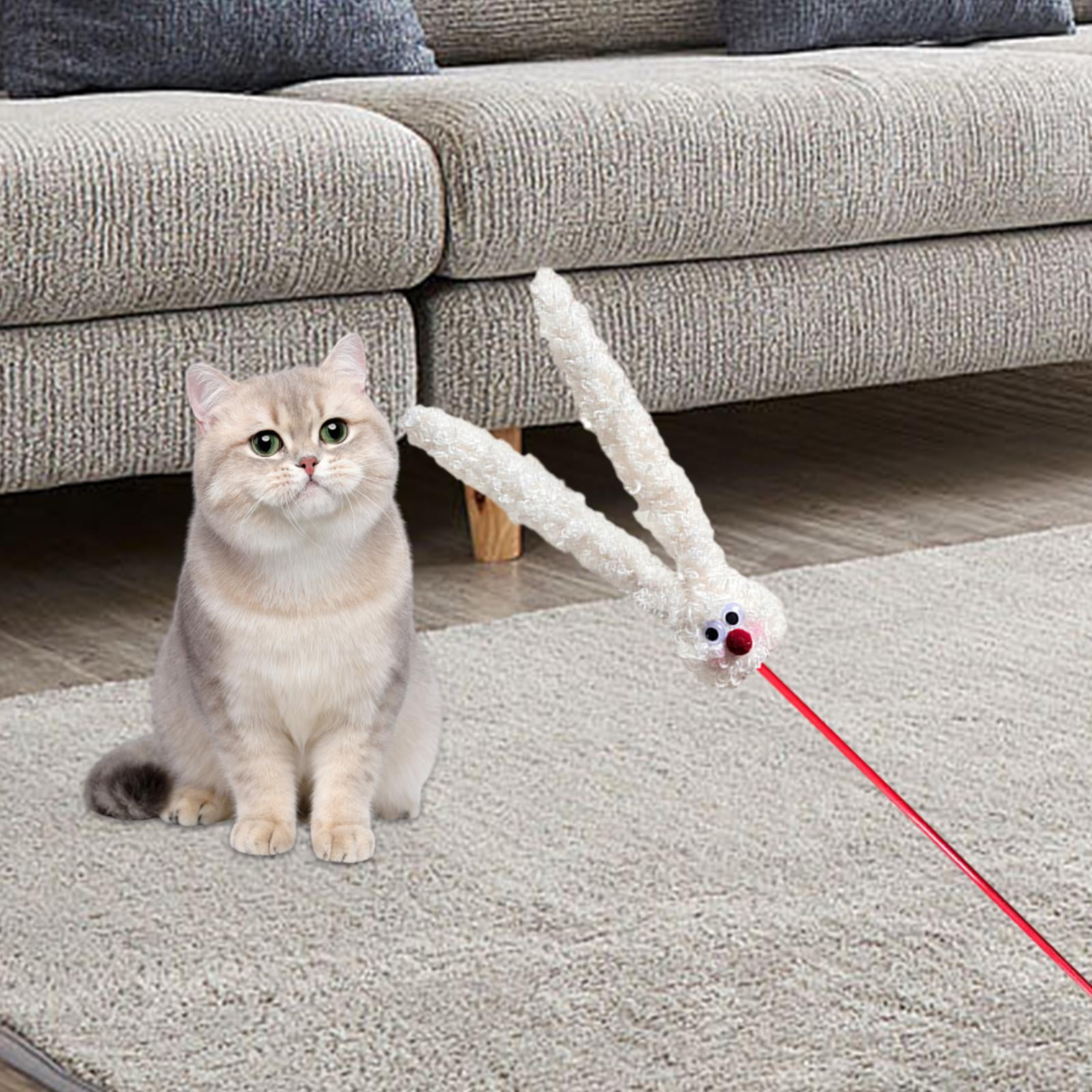 TOOYFUL Cat Teaser Plush Bunny Toy Cat Toy Indoor Cats Funny Entertaining 80cm Long Long Ears Rabbit Kittens Toys Interactive Cat Toy