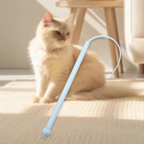 TOOYFUL Cat Teaser Stick Cat Toy Funny Portable Handheld Mouse Tail Interactive Kitten Toy for Chasing Play Exercise Accessories Blue