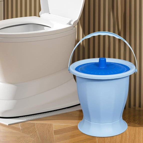 TOOYFUL Chamber Pot, Potty Urinal Bottle with Lid Handle, Bedside Urinal Portable Toilet Urinal Night Jug for Children Home Use Blue Without
