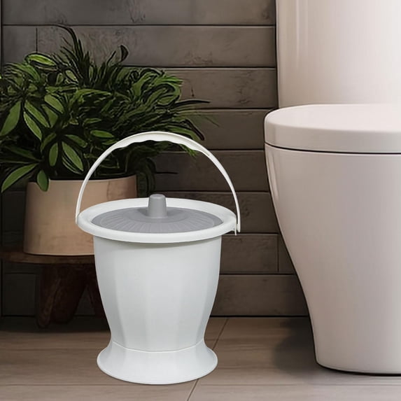 TOOYFUL Chamber Pot, Potty Urinal Bottle with Lid Handle, Bedside Urinal Portable Toilet Urinal Night Jug for Children Home Use White Without