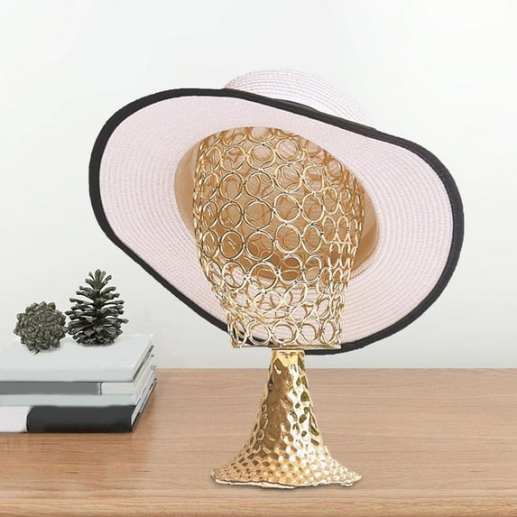 TOOYFUL Display Holder Hat Display Holder Stable Sturdy Metal Hat Stand Modern Mannequin Head Model for Barbershop Store Home Gold