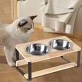 thumbnail image 1 of TOOYFUL Elevated Cat Bowls Raised Cat Feeder Raised Feeding Station Puppy Dish with Bamboo Stand Tilted for Puppy Small Dogs and Cats Stainless steel bowl, 1 of 10
