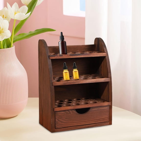 TOOYFUL Essential Oil Bottles Wooden Storage Display Stand Nail Polish Fragrance Shelf Essential Oil Display Holder for Girls Present