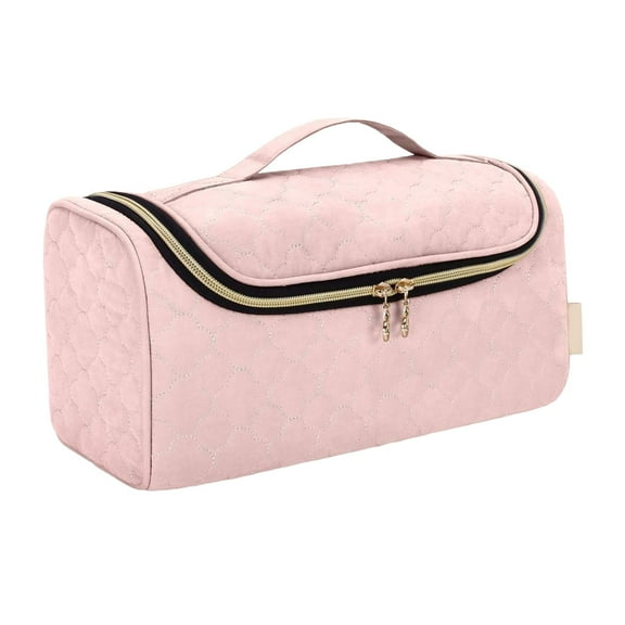 TOOYFUL Hair Curler Storage Bag with Hanging Hook Carrying Waterproof Bathroom Lightweight Professional Curling Brush Holder Portable pink