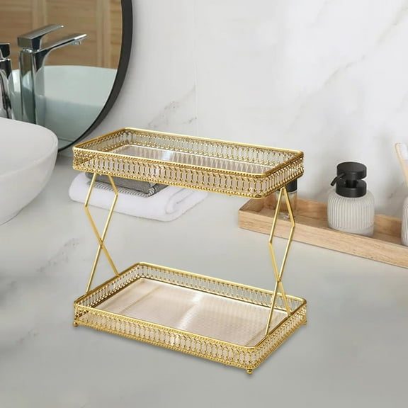 TOOYFUL Makeup Organizer Standing Rack Kitchen Spice Rack Makeup Shelf Bathroom Countertop Organizer for Perfume Lotion Spice Desktop double layer