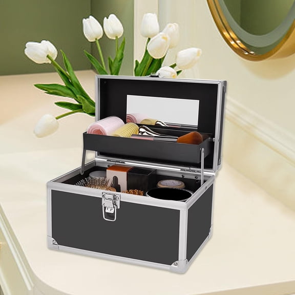 TOOYFUL Makeup Tools Storage Container,Manicure Supplies Case Lightweight Travel with Handle Makeup Train Case for Aesthetic Supplies M