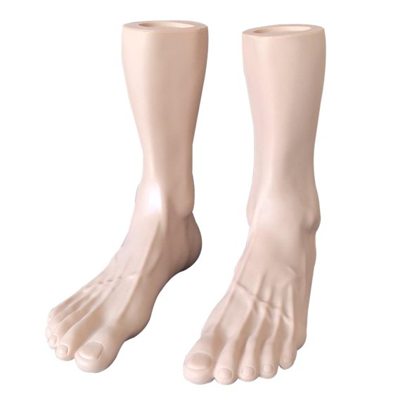 TOOYFUL Mannequin Foot Male Foot Model Lifelike Men Feet for Display Flat Bottom for Retail Shoes Ankle Bracelet Short Stocking Socks