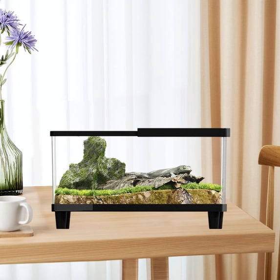 TOOYFUL Mini Reptile Terrarium Habitat Container Top Ventilation Clear Full View Small Lizard Tank Snake Enclosure for Turtles Snails 40cmx21.5cmx23cm
