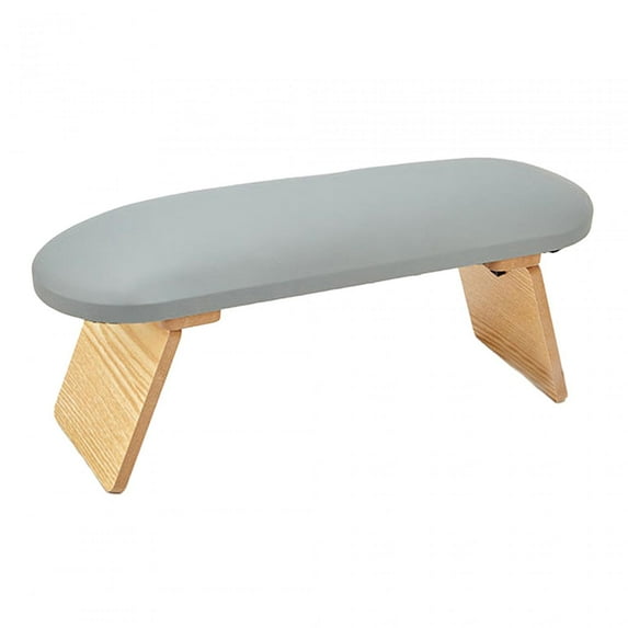 TOOYFUL Nail Arm Rest Cushion Hand Cushion Portable Mat Practical Wood Base Washable Manicure Hand Rest Collapsible for Desk Nail Art Gray