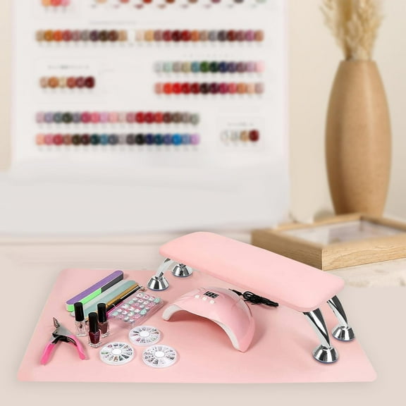 TOOYFUL Nail Arm Rest, PU Leather Manicure Hand Pillow with Pad, Professional Nail Rest Cushion Table Desk Station for Acrylic Nails Pink