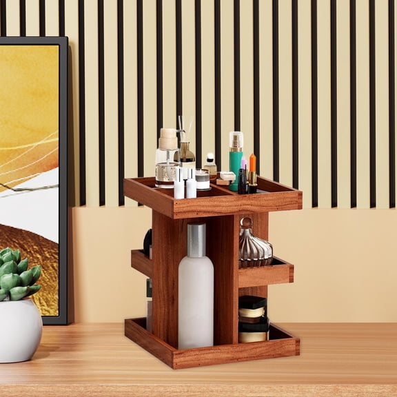 TOOYFUL Organizer Cosmetic Storage Box Large Capacity DIY Cosmetic Rack Wood Makeup Holder for Kitchen Bedroom Tabletop