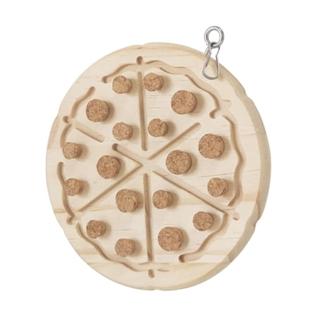 TOOYFUL Parrot Chewing Stopper Toy Bird Playing Toy Attractive Training Wooden Biting Training and Foraging Bird Toys for Budgies Pizza