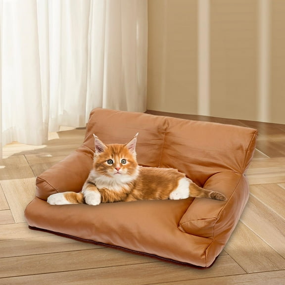 TOOYFUL Pet Sofa ,Dog Nest, Warm Cozy Home Decor Portable Kitten Fashion Resting Cat Bed PU Leather ,for Small Medium Dogs Cats Puppy 80x60x26cm