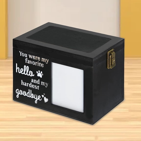 TOOYFUL Pet Urn Pet Urn Durable Sealed Pet Memorial Urn Wooden Pet Urn for Rabbits Favorite Toys Loss Pet Cats Remembrance Gift black