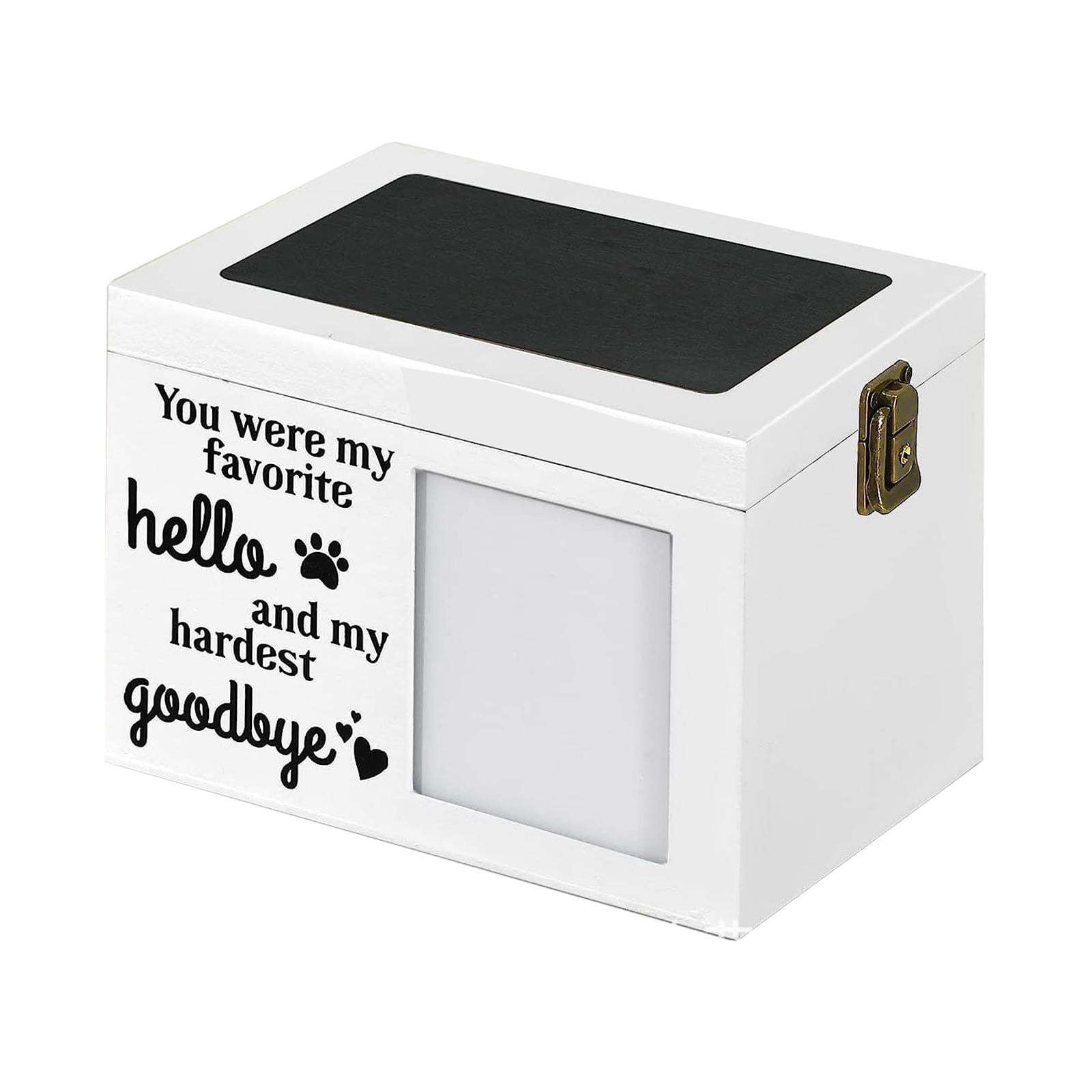 TOOYFUL Pet Urn Pet Urn Durable Sealed Pet Memorial Urn Wooden Pet Urn for Rabbits Favorite Toys Loss Pet Cats Remembrance Gift white