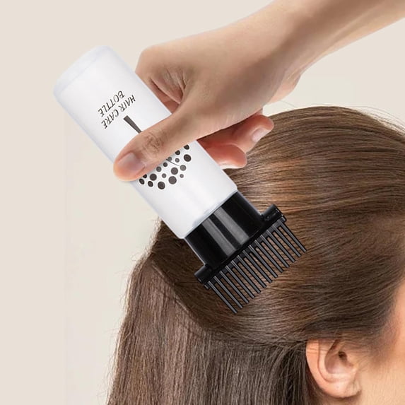 TOOYFUL Roots Comb Bottle Hair Oil Multifunctional Hairdressing Styling Tool Hair Dye Bottle Brush for Home DIY Black