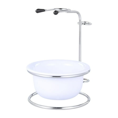TOOYFUL Shaving Bowl,Stainless Steel,Shaving Cup,with Stand,Portable,Smooth,Shave Soap Cup Shaving Mug for Husband Birthday Men Gifts white