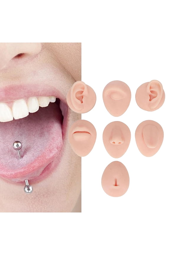 Silicone Body Piercing Model Silicone Eye, Nose, Mouth, Ears, Belly Button Display Fake Training Human Skin Parts Enthusiasts Light Skin