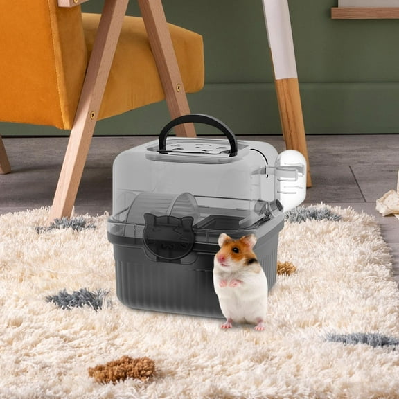 TOOYFUL Small Animal Cage with Water Bottle And Exercise Wheel for Hamster, Rat, And Squirrel , Black