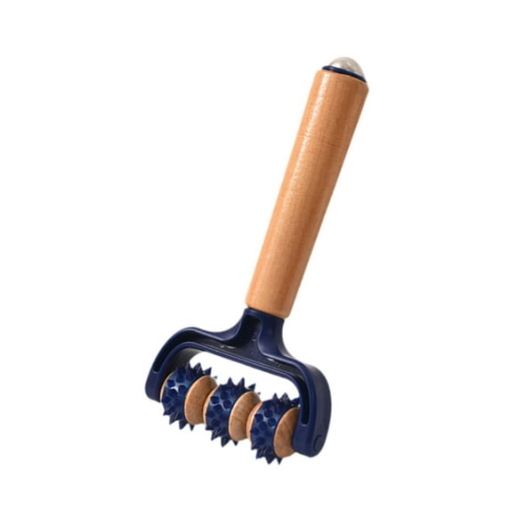 TOOYFUL T Shape Massager ,Meridian Rolling Stick ,Massage Tool Portable Multiuse Tool with Grooved Rollers for Shoulder blue