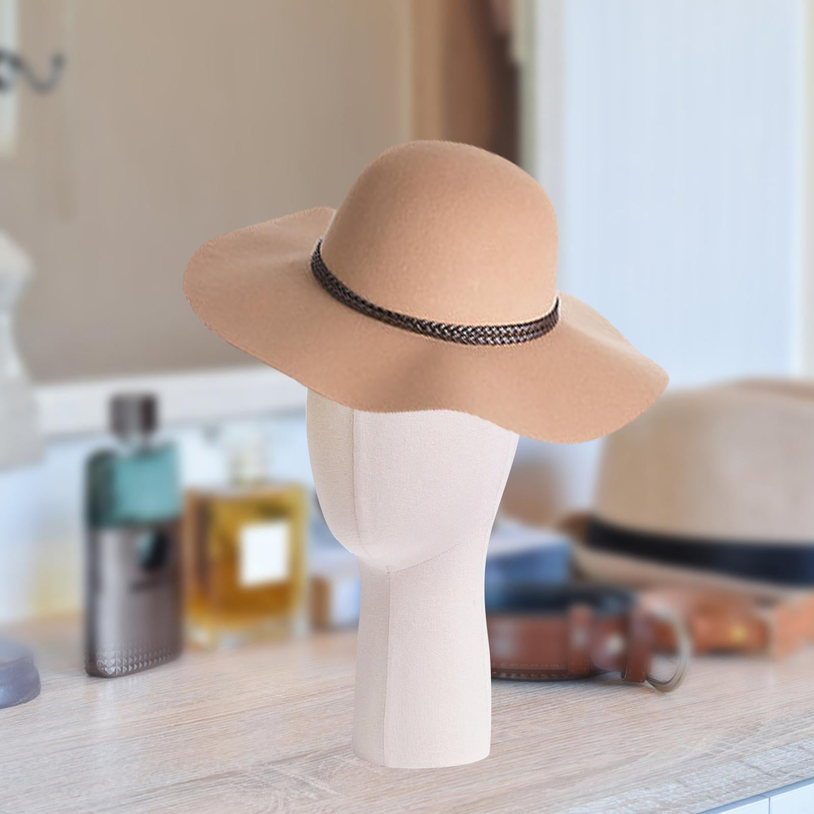 TOOYFUL Training Mannequin Head Styling Tools Stable Round Base Hair Display Stand Glasses Holder Display for Cap Headset Hat Headband beige white