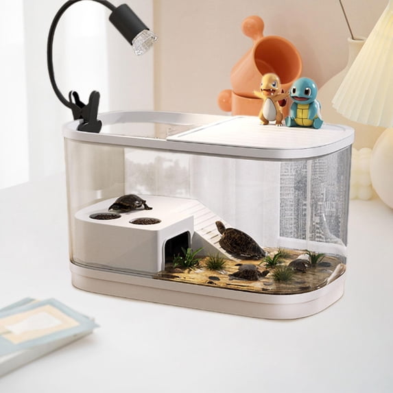 TOOYFUL Turtle Tank with Lids Multifunction with Platform for Leopard Gecko Scorpion Beige Large