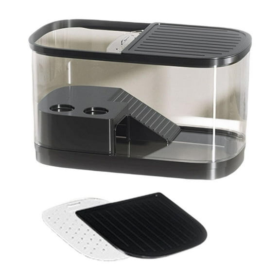 TOOYFUL Turtle Tank with Lids Multifunction with Platform for Leopard Gecko Scorpion Black Medium