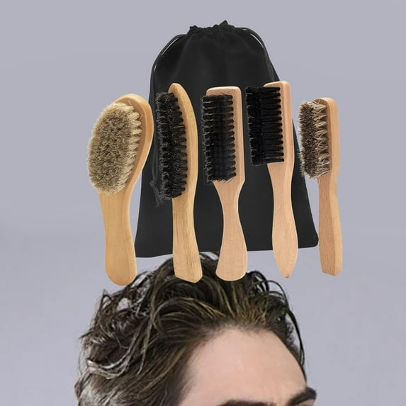 TOOYFUL Wood Beard Brush,Beard Grooming Brush,with Handle,Beard Gift for Men,Works with and ,Facial Hair Comb for Men black bag