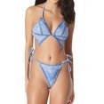 thumbnail image 1 of TOOYOU 2 Piece Bikini Sets For Women Denim Print Swimsuit Stylish Bathing Suit Trendy Swimwear For Summer Beach And Pool Light Blue, 1 of 6