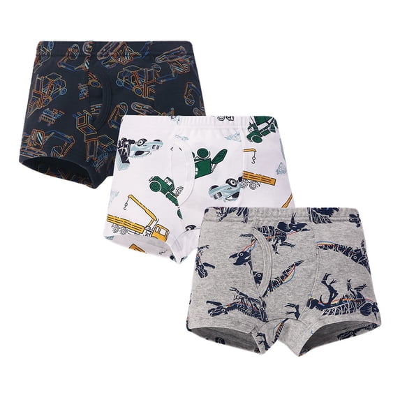 TOOYOU 3 Pack Boys Underwear Cute Printing Print Boxer Briefs Trunks Skin Friendly Panties Underpants Set 3Pcs Multipack Size 7-8 Years