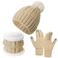 thumbnail image 1 of TOOYOU 3 Pcs Women Winter Fleece Lined Knit Hat Long Scarf And Gloves Sets For Warmth Outdoor Warm Beanie Hats, 1 of 2