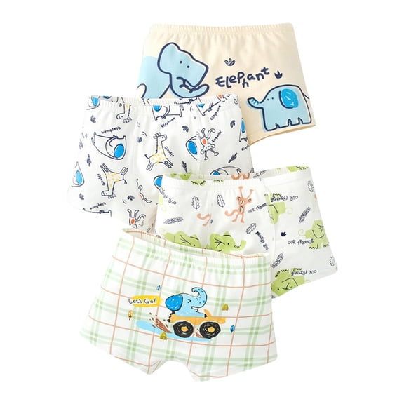 TOOYOU 4 Pack Boys Underwear Cartoon Cute Printed Boxer Briefs Trunks Toddler Comfort Underpants Set Panties 4Pcs Multipack Size 4-5 Years
