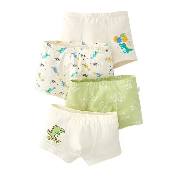 TOOYOU 4 Pack Boys Underwear Cute Cartoon Printed Boxer Briefs Trunks Breathable Underpants Set Panties For Toddler 4Pcs Multipack Size 7-8 Years